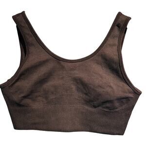 Black ribbed sports top Yoga Gym Workout Lounge Casual Comfy cute